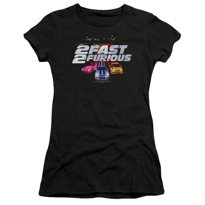 2 Fast 2 Furious Logo Junior Sheer Cap Sleeve Womens T Shirt Black