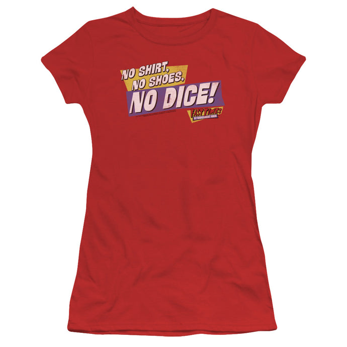 Fast Times at Ridgemont High No Dice Junior Sheer Cap Sleeve Womens T Shirt Red