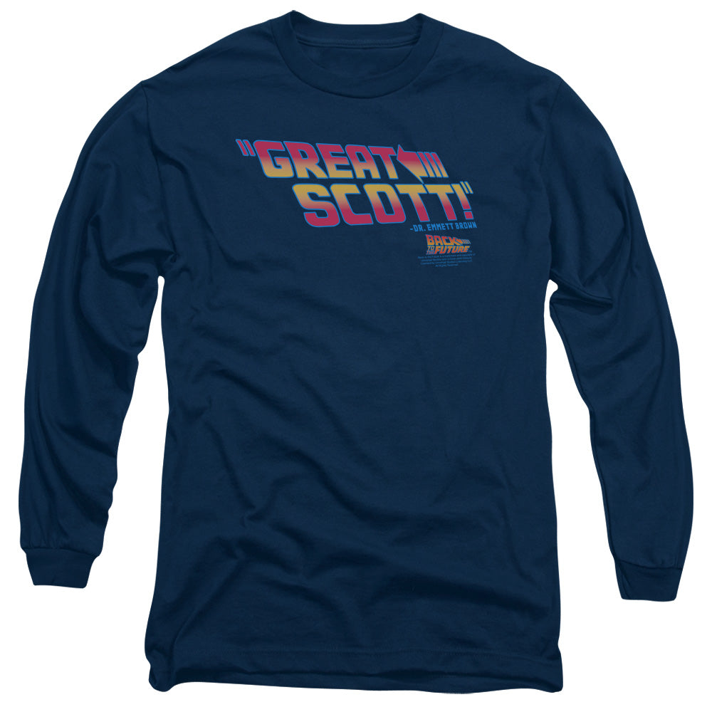 Back To The Future Great Scott Mens Long Sleeve Shirt Navy Blue
