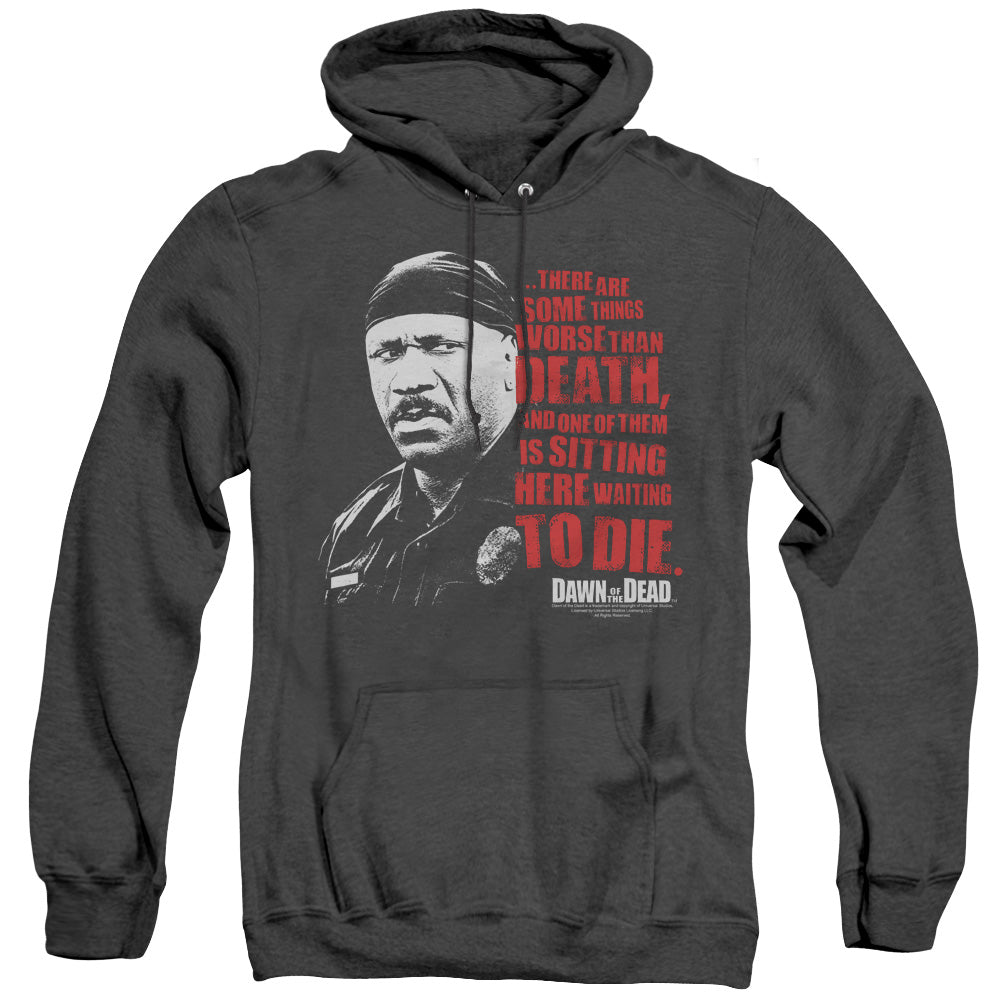 Dawn Of The Dead Worse Than Death Mens Heather Hoodie Black Black Officially Licensed