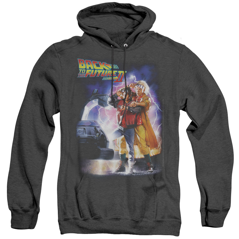 Back To The Future Ii Poster Mens Heather Hoodie Black Officially Licensed