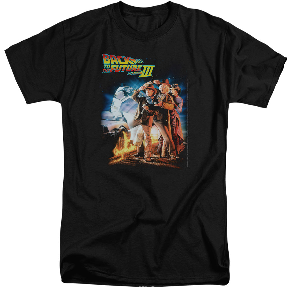 Back To The Future Iii Poster Mens Tall T Shirt Black Black Officially Licensed