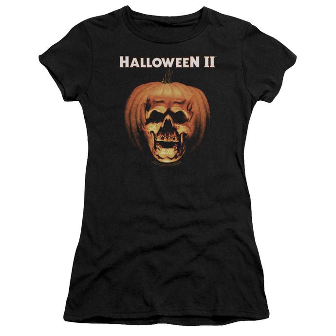 Halloween II Pumpkin Shell Junior Sheer Cap Sleeve Womens T Shirt Black