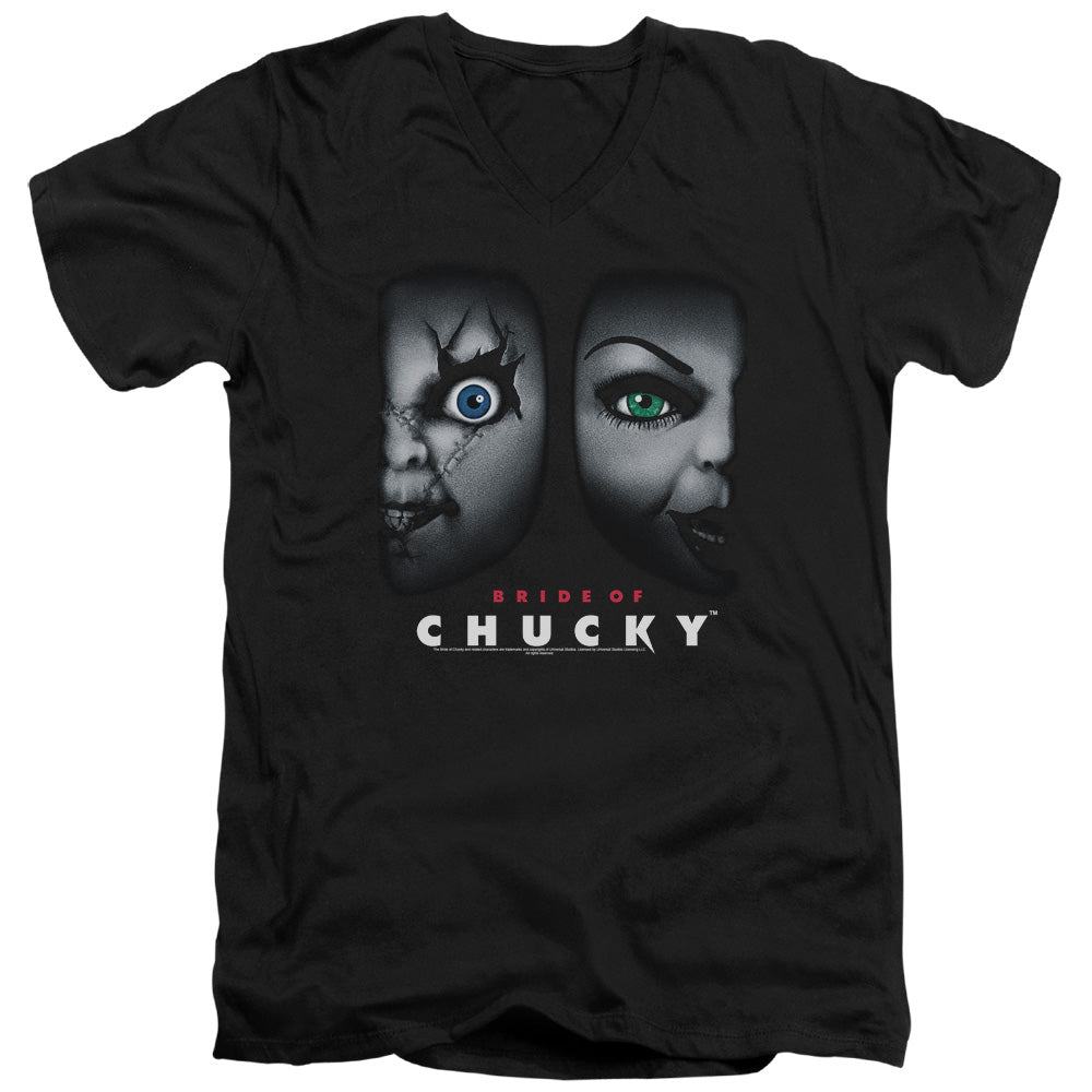 Bride Of Chucky Happy Couple Mens Slim Fit V-Neck T Shirt Black