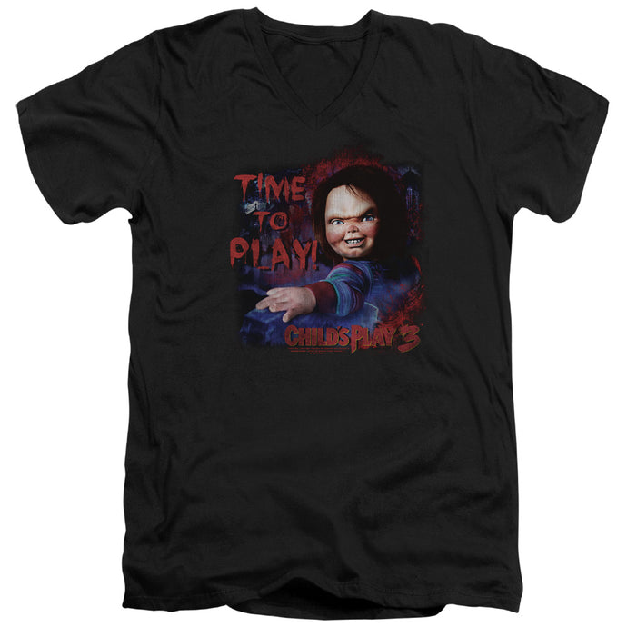 Childs Play 3 Time To Play Mens Slim Fit V-Neck T Shirt Black