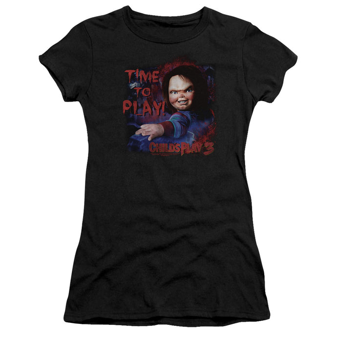 Childs Play 3 Time To Play Junior Sheer Cap Sleeve Womens T Shirt Black