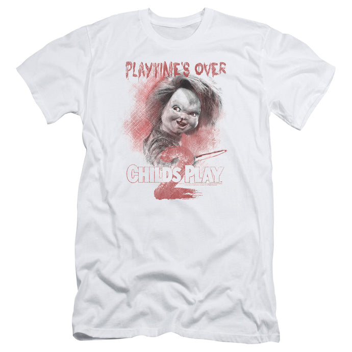 Childs Play 2 Playtimes Over Slim Fit Mens T Shirt White
