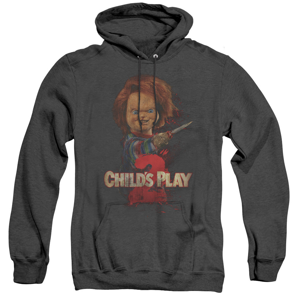 Childs Play 2 Heres Chucky Mens Heather Hoodie Black Officially Licensed