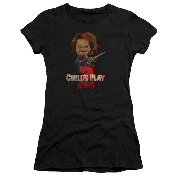 Childs Play 2 Heres Chucky Junior Sheer Cap Sleeve Womens T Shirt Black