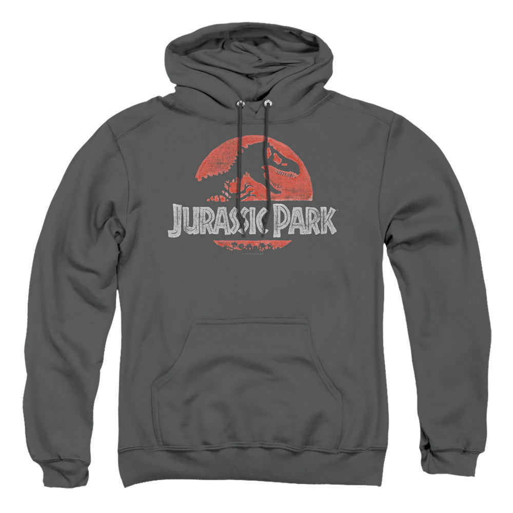 Jurassic Park Faded Logo Mens Hoodie Charcoal