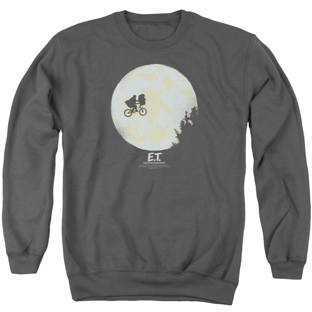 ET the Extra Terrestrial In The Moon Mens Crewneck Sweatshirt Charcoal