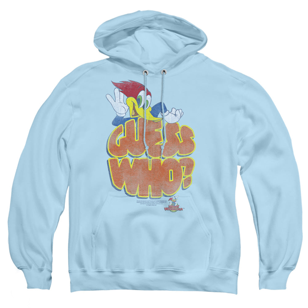 Woody Woodpecker Guess Who Mens Hoodie Light Blue Officially Licensed