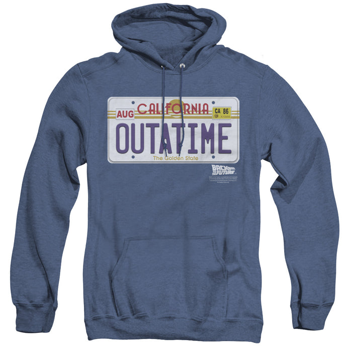 Back To The Future Outatime Plate Heather Mens Hoodie Royal Blue