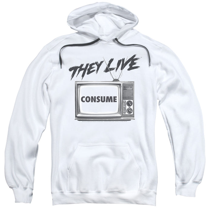 They Live Consume Mens Hoodie White
