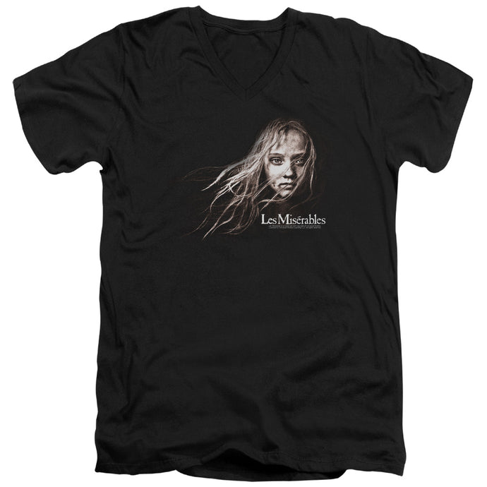 Les Miserables Cosette Face Mens Slim Fit V-Neck T Shirt Black