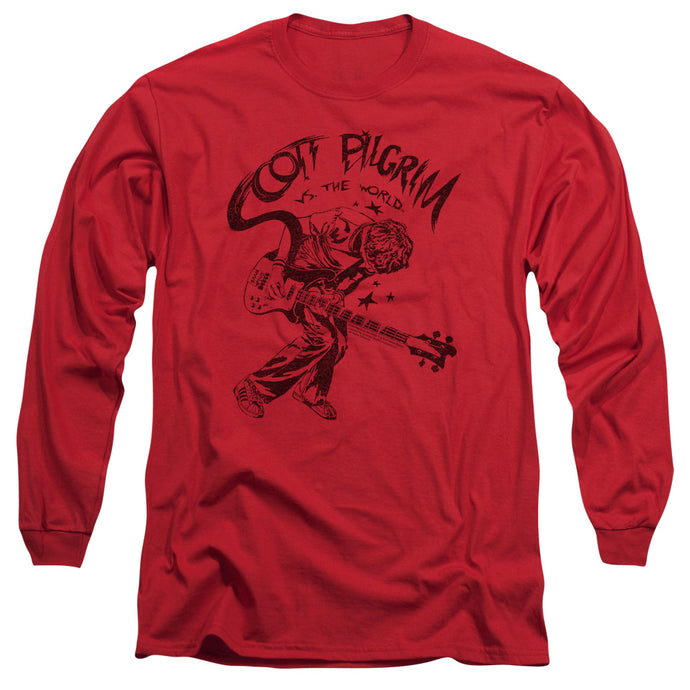 Scott Pilgrim Vs The World Rockin Mens Long Sleeve Shirt Red