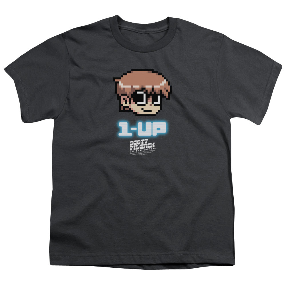 Scott Pilgrim Vs The World 1 Up Kids Youth T Shirt Charcoal