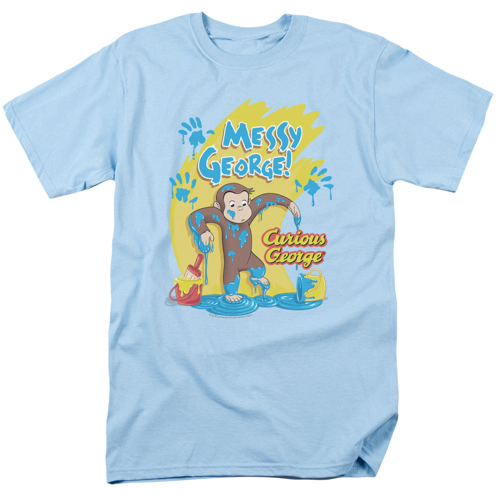 Curious George Messy George Mens T Shirt Light Blue Light Blue Officially Licensed