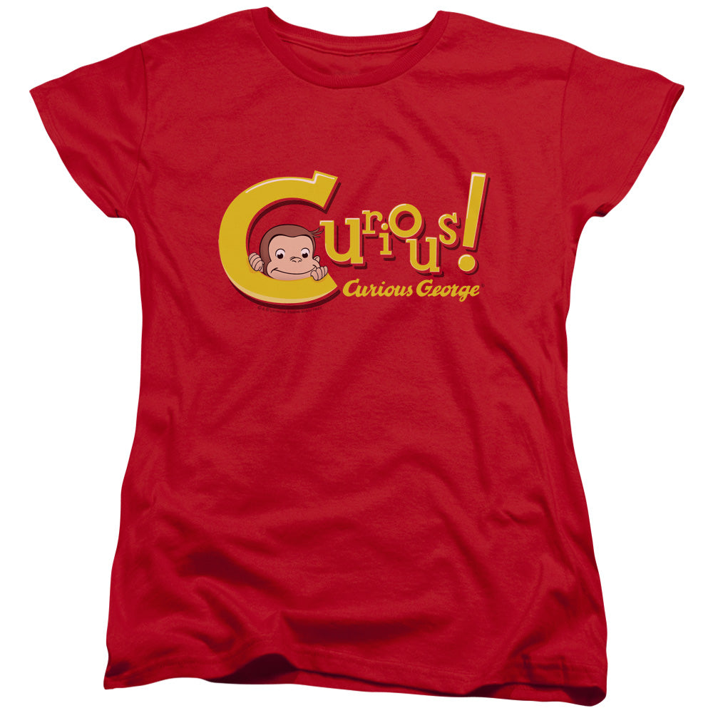 Curious George Curious Womens T Shirt Red Red