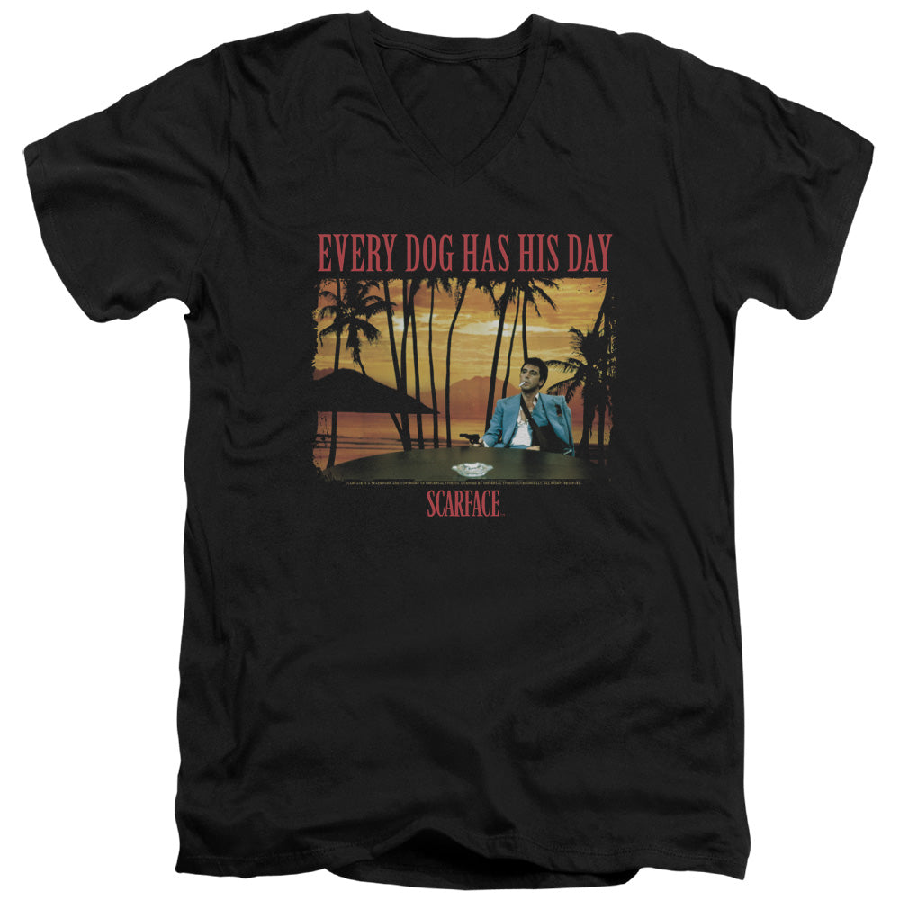 Scarface A Dog Day Mens Slim Fit V-Neck T Shirt Black