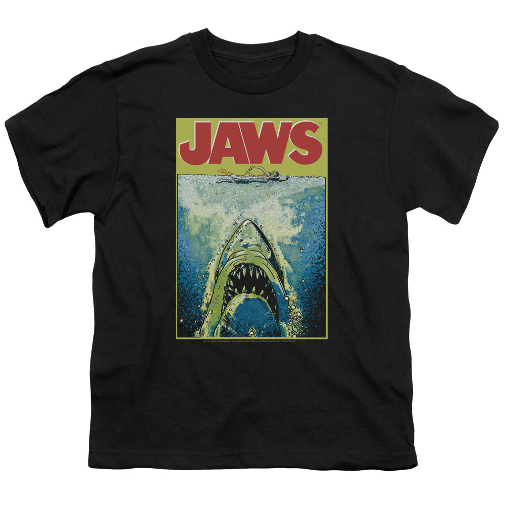 Jaws Bright Jaws Kids Youth T Shirt Black