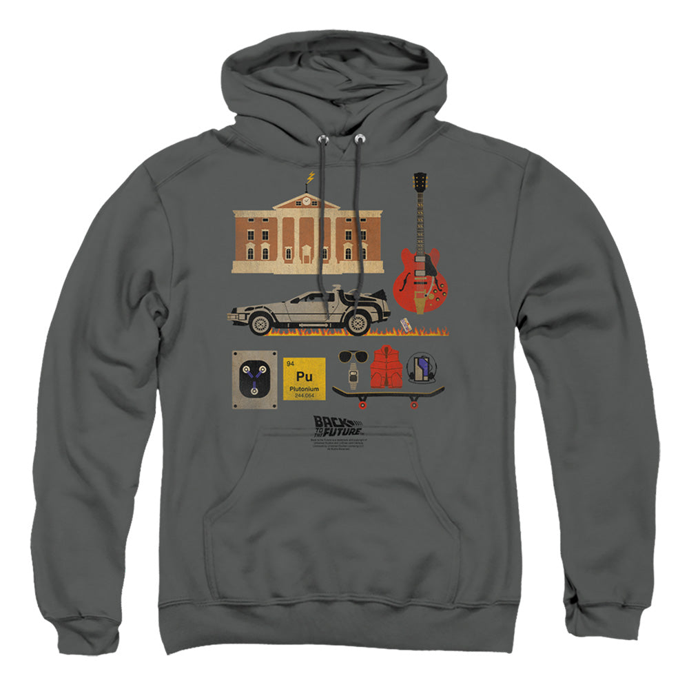 Back To The Future Items Mens Hoodie Charcoal Charcoal Officially Licensed