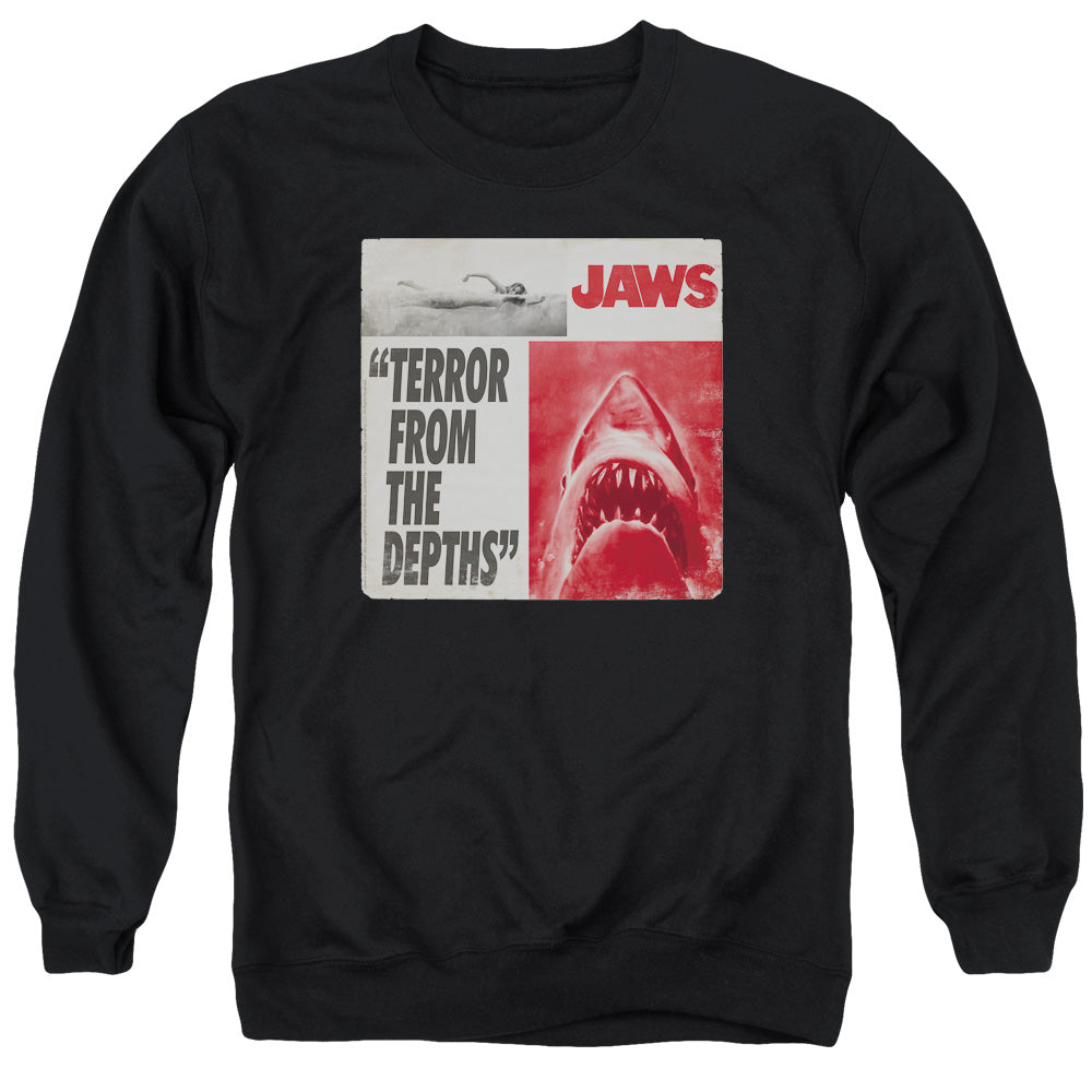 Jaws Terror Mens Crewneck Sweatshirt Black