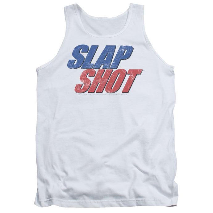Slap Shot Blue And Red Logo Mens Tank Top Shirt White
