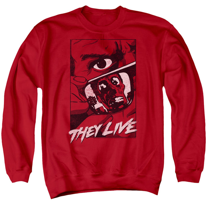 They Live Graphic Poster Mens Crewneck Sweatshirt Red