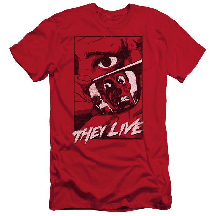 They Live Graphic Poster Slim Fit Mens T Shirt Red