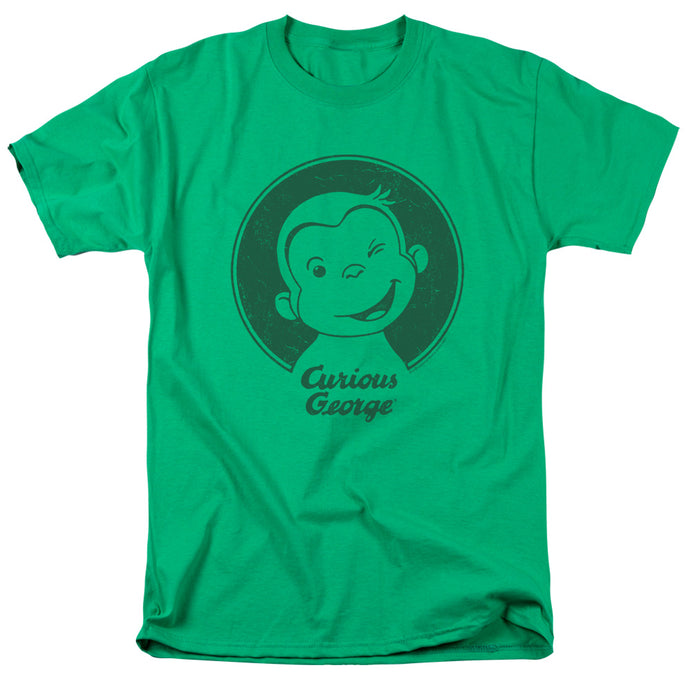 Curious George Classic Wink Mens T Shirt Kelly Green