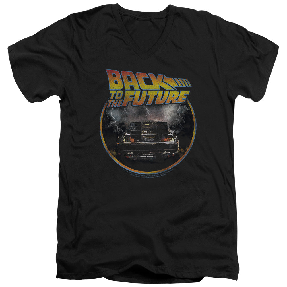 Back To The Future Back Mens Slim Fit V-Neck T Shirt Black