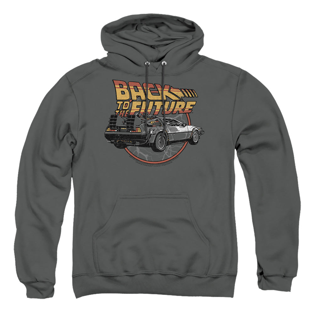 Back To The Future Time Machine Mens Hoodie Charcoal Charcoal Officially Licensed