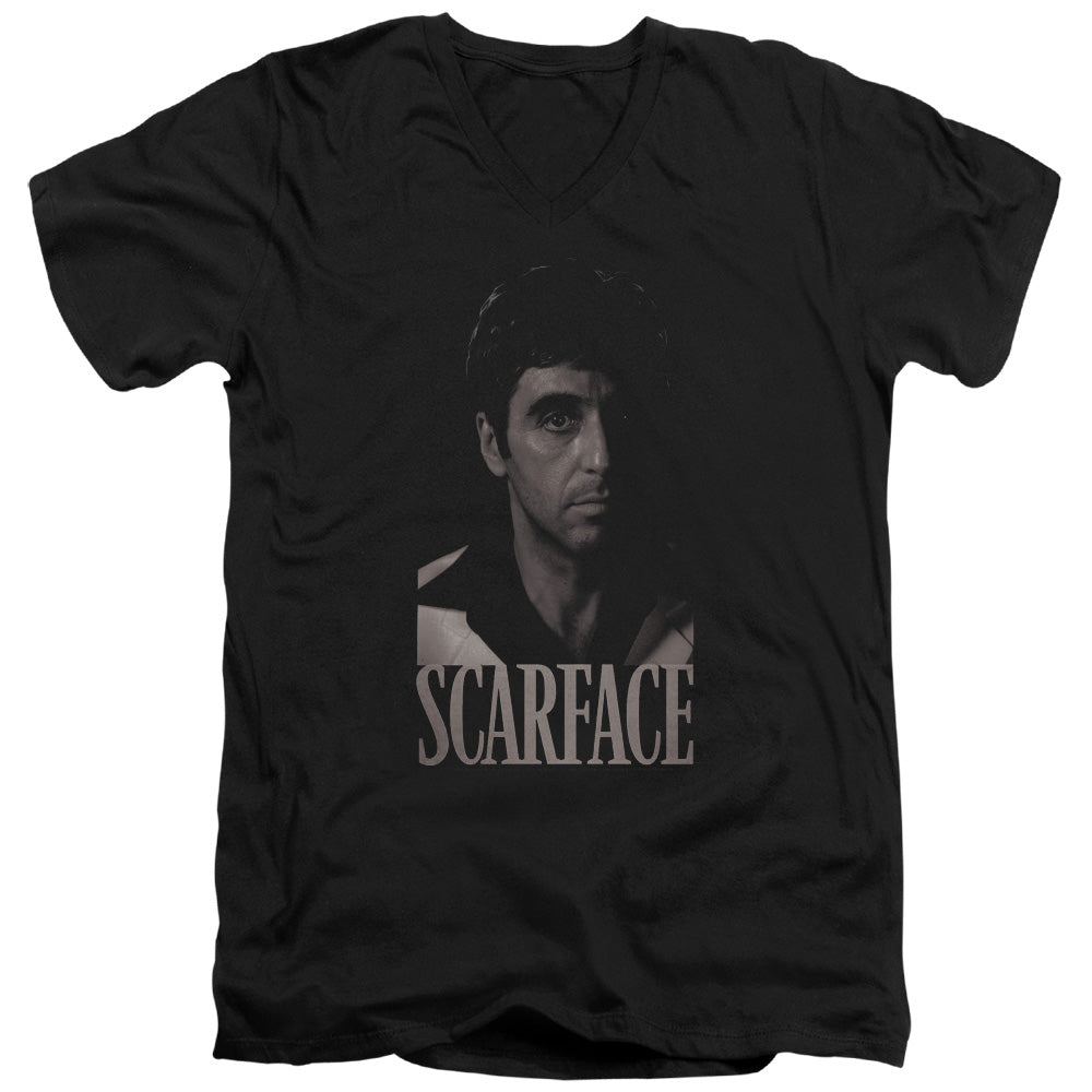 Scarface B&w Tony Mens Slim Fit V-Neck T Shirt Black