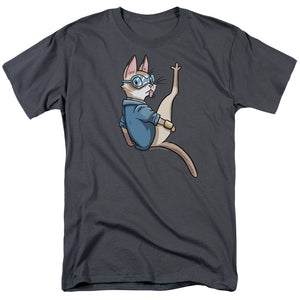 Valiant Comics Woody Cat Cosplay Mens T Shirt Charcoal