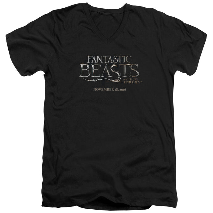 Fantastic Beasts Logo 2 Mens Slim Fit V-Neck T Shirt Black