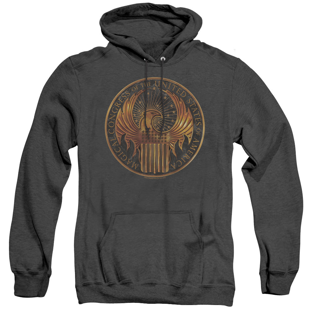 Fantastic Beasts Magical Congress Crest Mens Heather Hoodie Black Officially Licensed