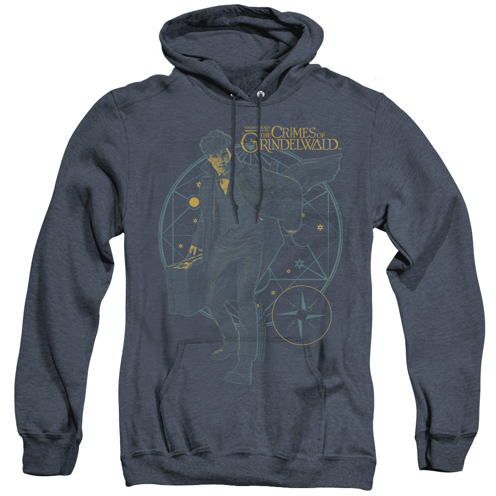 Fantastic Beasts 2 Suitcase Mens Heather Hoodie Navy Officially Licensed
