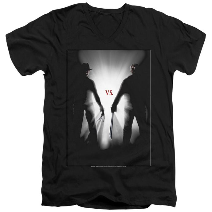 Freddy Vs Jason Silhouettes Mens Slim Fit V-Neck T Shirt Black