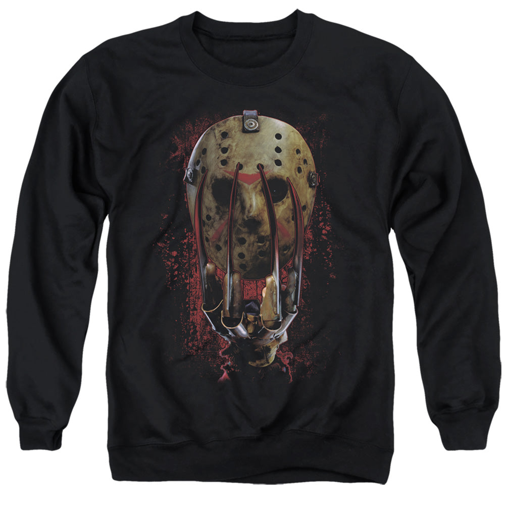 Freddy Vs Jason Mask And Claws Mens Crewneck Sweatshirt Black
