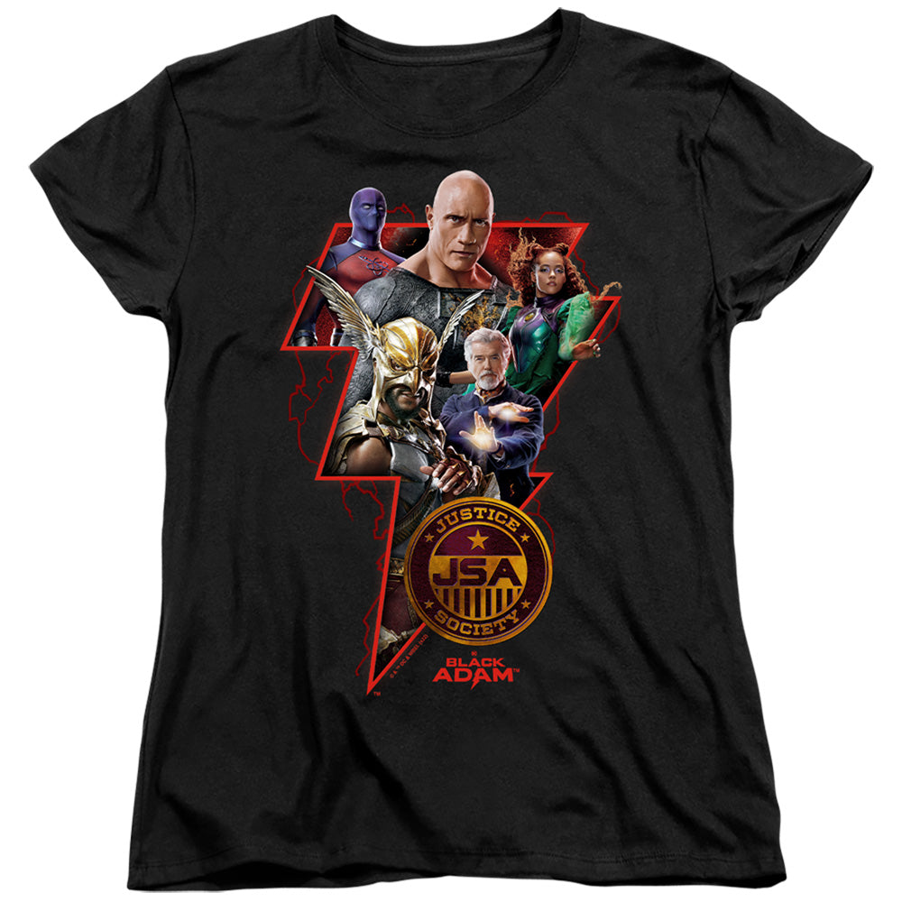 Black Adam Black Adam Character Bolt Womens T Shirt Black Officially Licensed