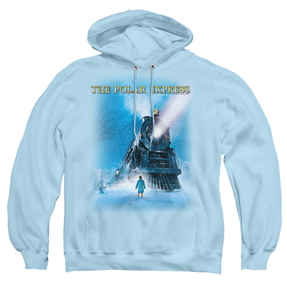 Polar Express Big Train Mens Hoodie Light Blue Officially Licensed