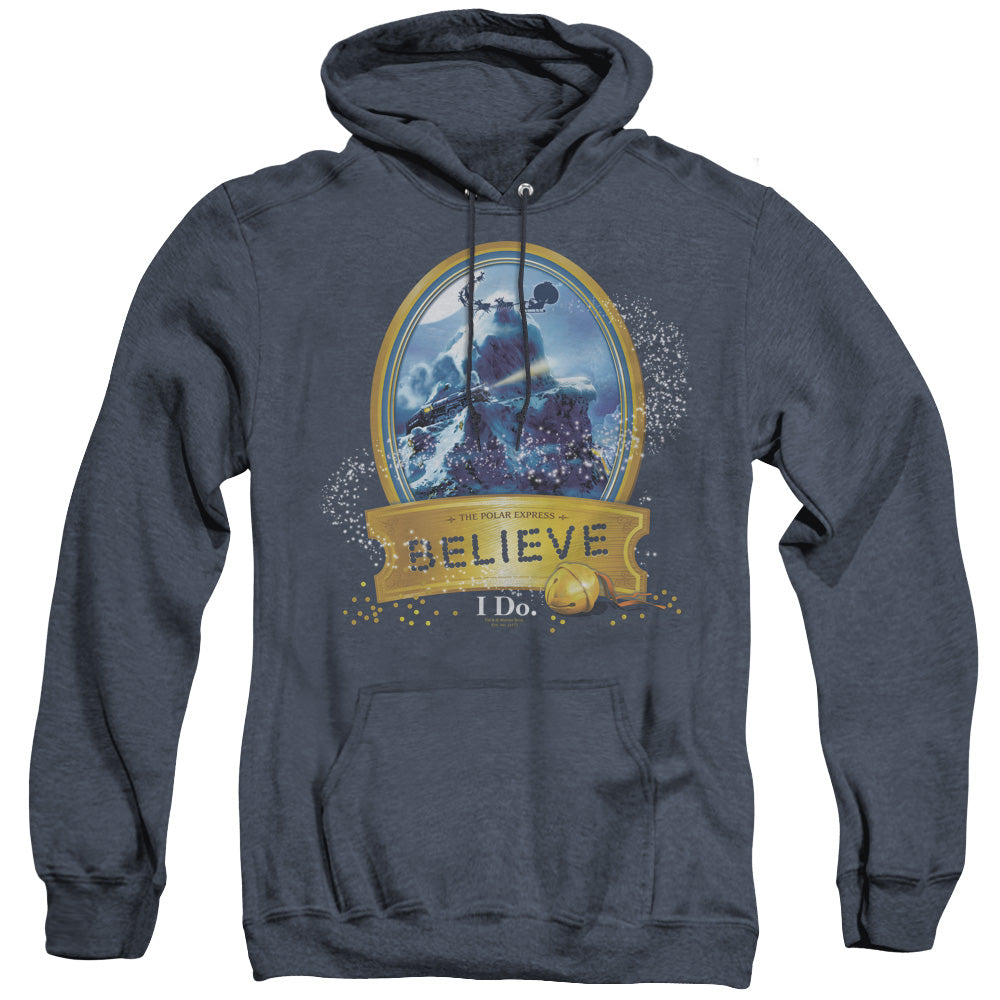 Polar Express True Believer Mens Heather Hoodie Navy Officially Licensed