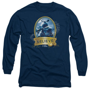 The Polar Express True Believer Mens Long Sleeve Shirt Navy Blue
