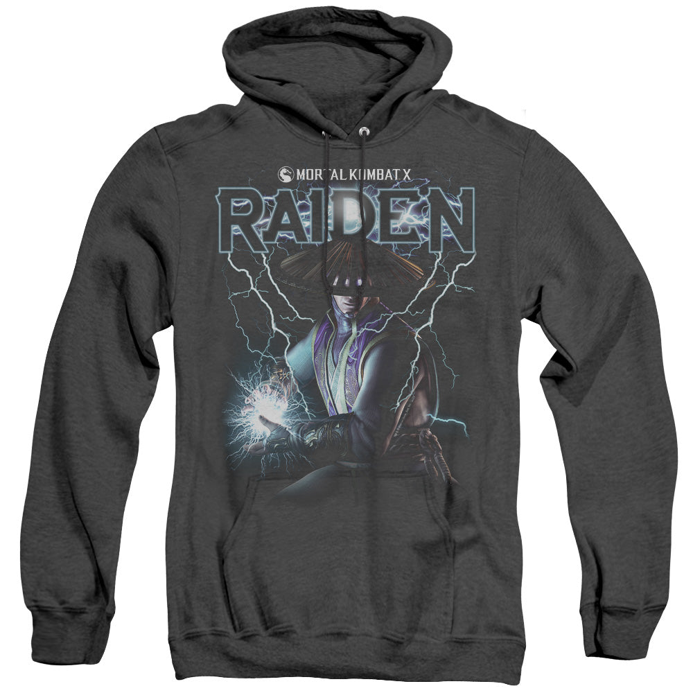 Mortal Kombat Raiden Mens Heather Hoodie Black Officially Licensed