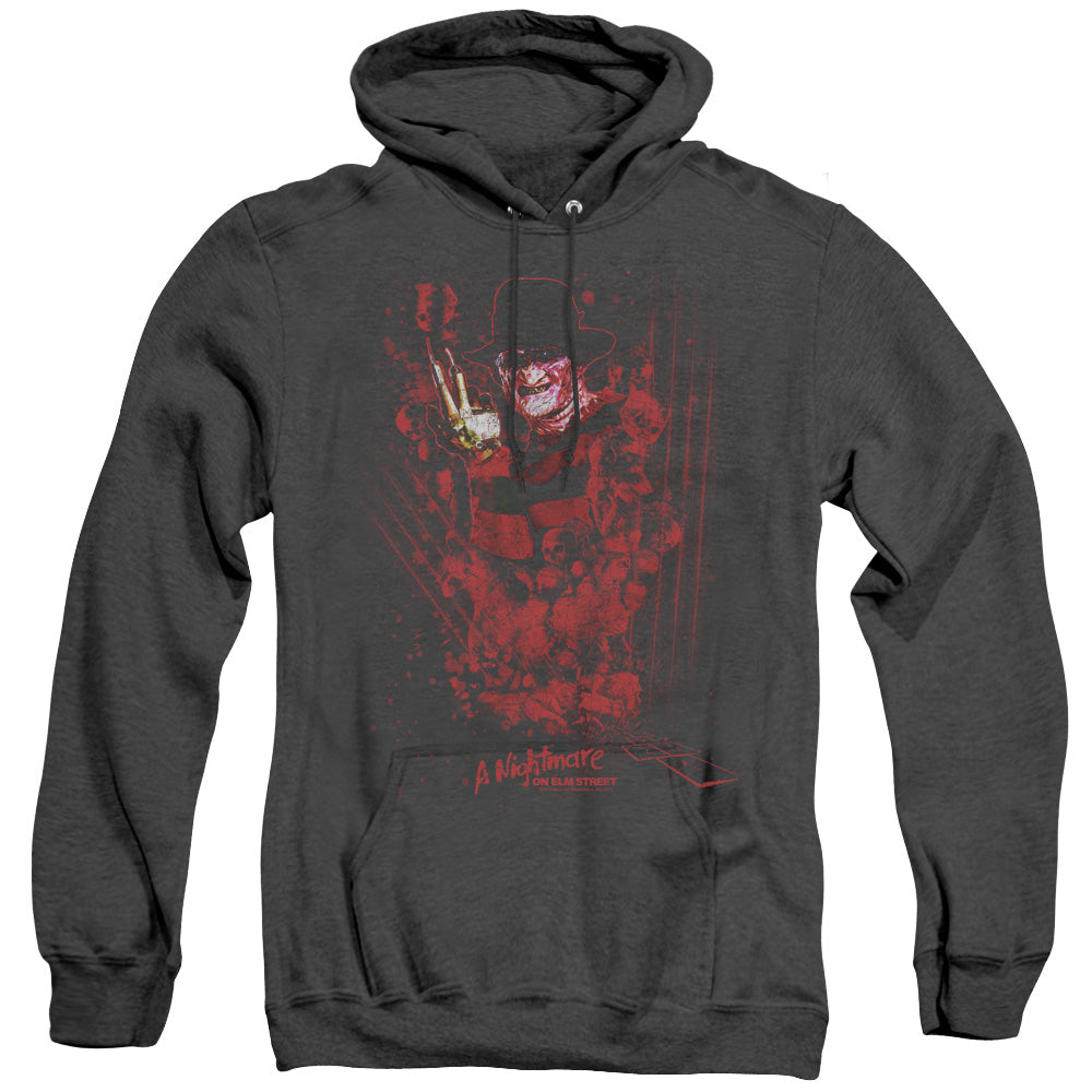 Nightmare On Elm Street One Two Freddys Coming For You Mens Heather Hoodie Black Officially Licensed