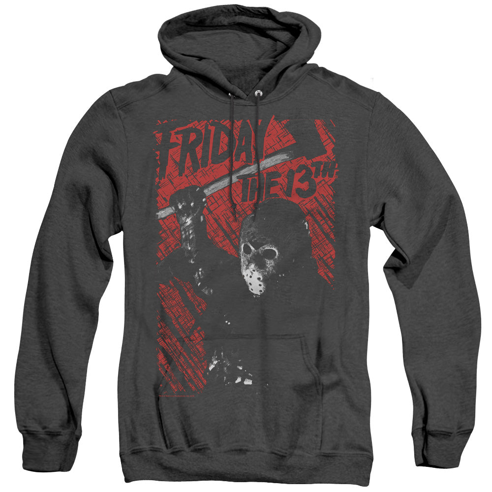 Friday The 13Th Jason Lives Mens Heather Hoodie Black Officially Licensed