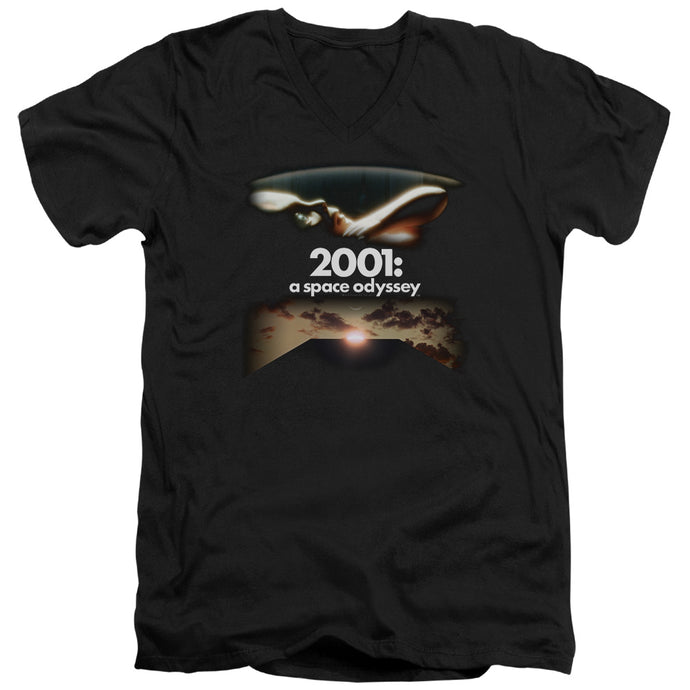 2001 A Space Odyssey Prologue Epilogue Mens Slim Fit V-Neck T Shirt Black