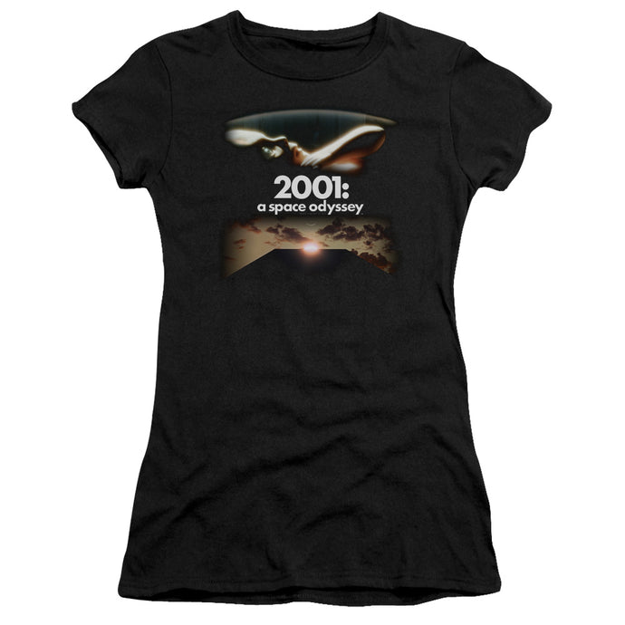 2001 A Space Odyssey Prologue Epilogue Junior Sheer Cap Sleeve Womens T Shirt Black
