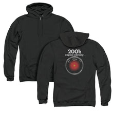 Load image into Gallery viewer, 2001 A Space Odyssey Hal Back Print Zipper Mens Hoodie Black